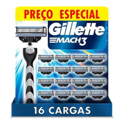 Kit Refil Para Barbear Gillette Mach3 16 unidades ORIGINAL