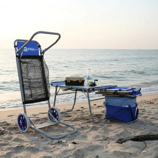 Carrinho Dobrável Beach Cargo Anti Corrosão Mesa Nautika Azul