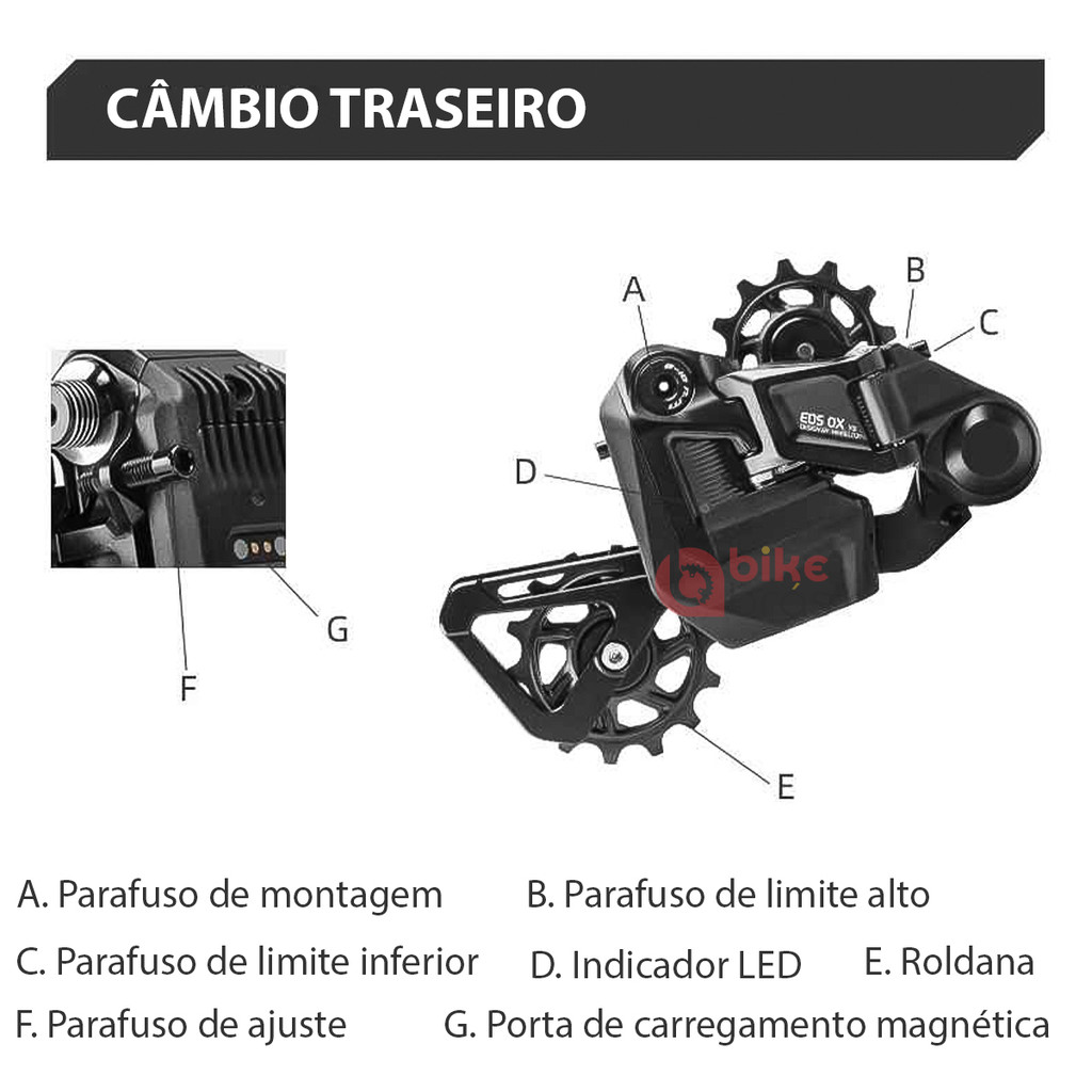 Kit Câmbio Eletrônico para Bike EDS Wireless 7 a 12v | Suporta 52D