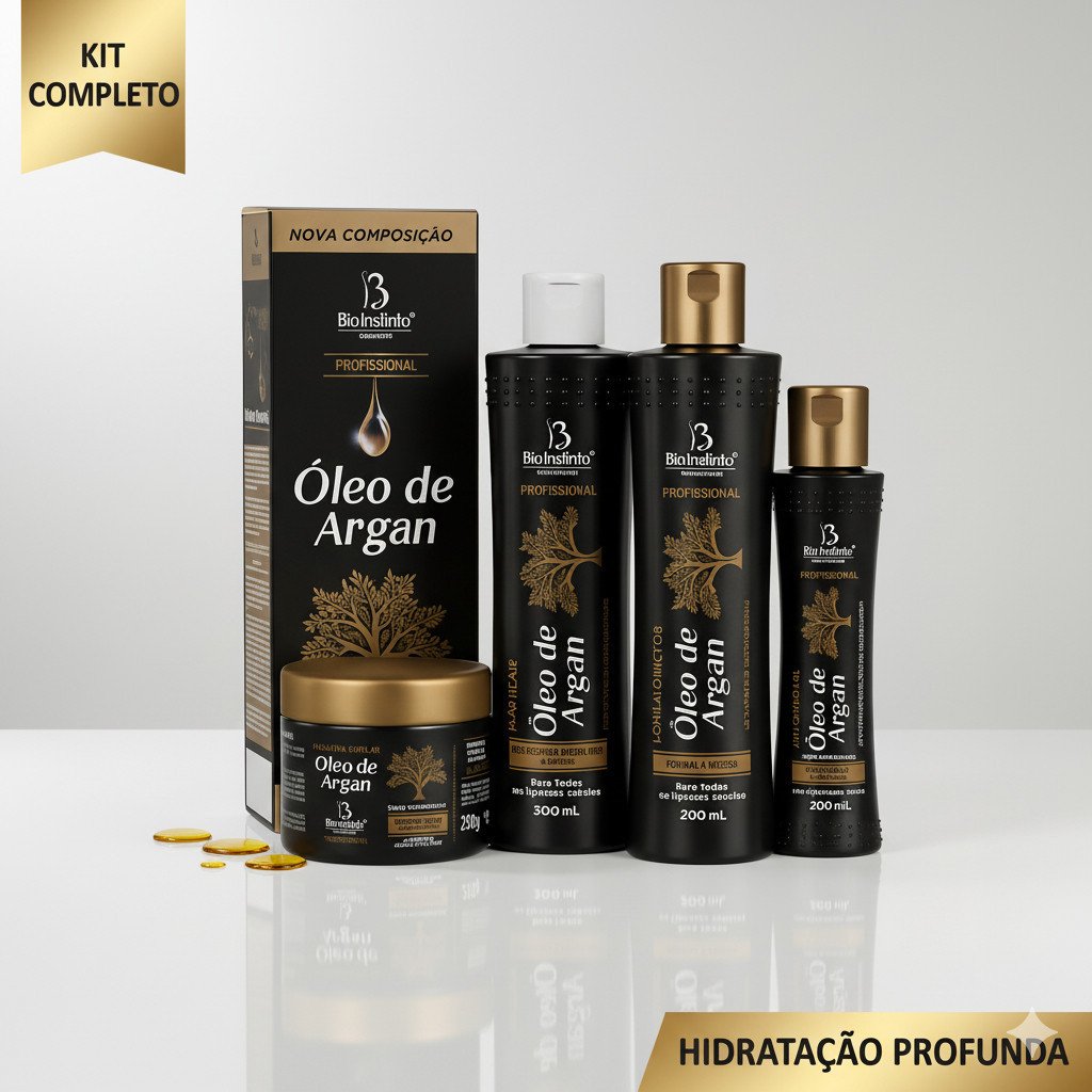Kit Tratamento Capilar com Óleo de Argan para Cabelos Ressecados ...