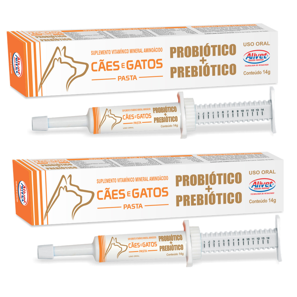 Kit 2 Probiótico Prebiótico Cães e Gatos Diarréia Saude Intestinal ...