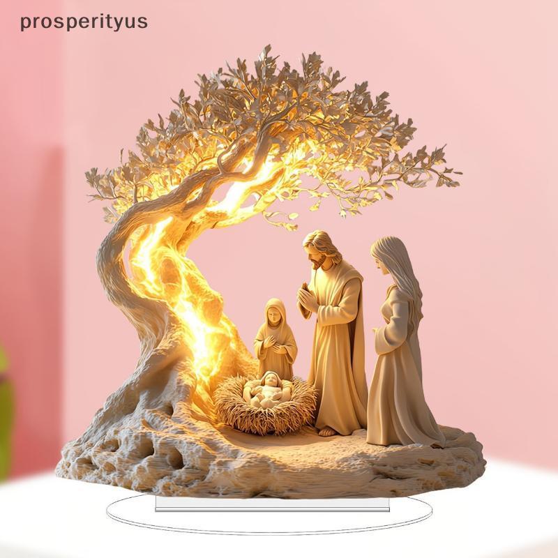 [prosperityus] 2D Flat Acrílico Natividade Jesus Cena De Nascimento Ornamento Decoração De Mesa De Natal Nova