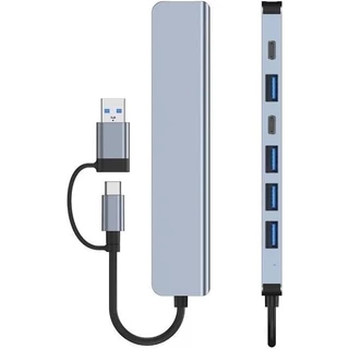 Hub USB-C e USB-A 3.0, Adaptador 7 em 1, Portátil, Veloz e Multifuncional Para Computadores, Smartphones, Tablets e PC