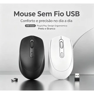 Mouse Sem Fio Para Notebook Laptop PC Computador 1600DPI Silencioso Wireless USB 2.4GHz Compacto