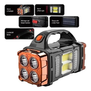 Lanterna Holofote Solar Pro Led Super Potente Recarregável com USB Luz Fria e Quente 8936