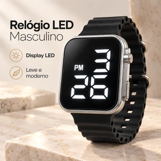 Relógio Led Masculino Esportivo com Pulseira de Silicone