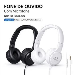 Headset Fone de Ouvido Gamer com Fio P2 3.5mm e Microfone Design Moderno Compatível com PC Notebook Som Premium