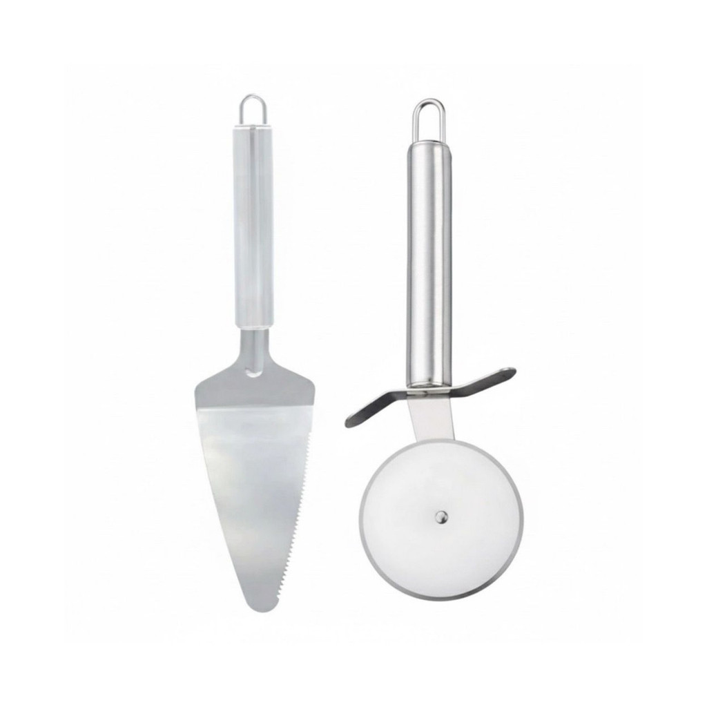 Kit Espatula e Cortador Para Pizza, Torta e Bolo Conjunto Premium de