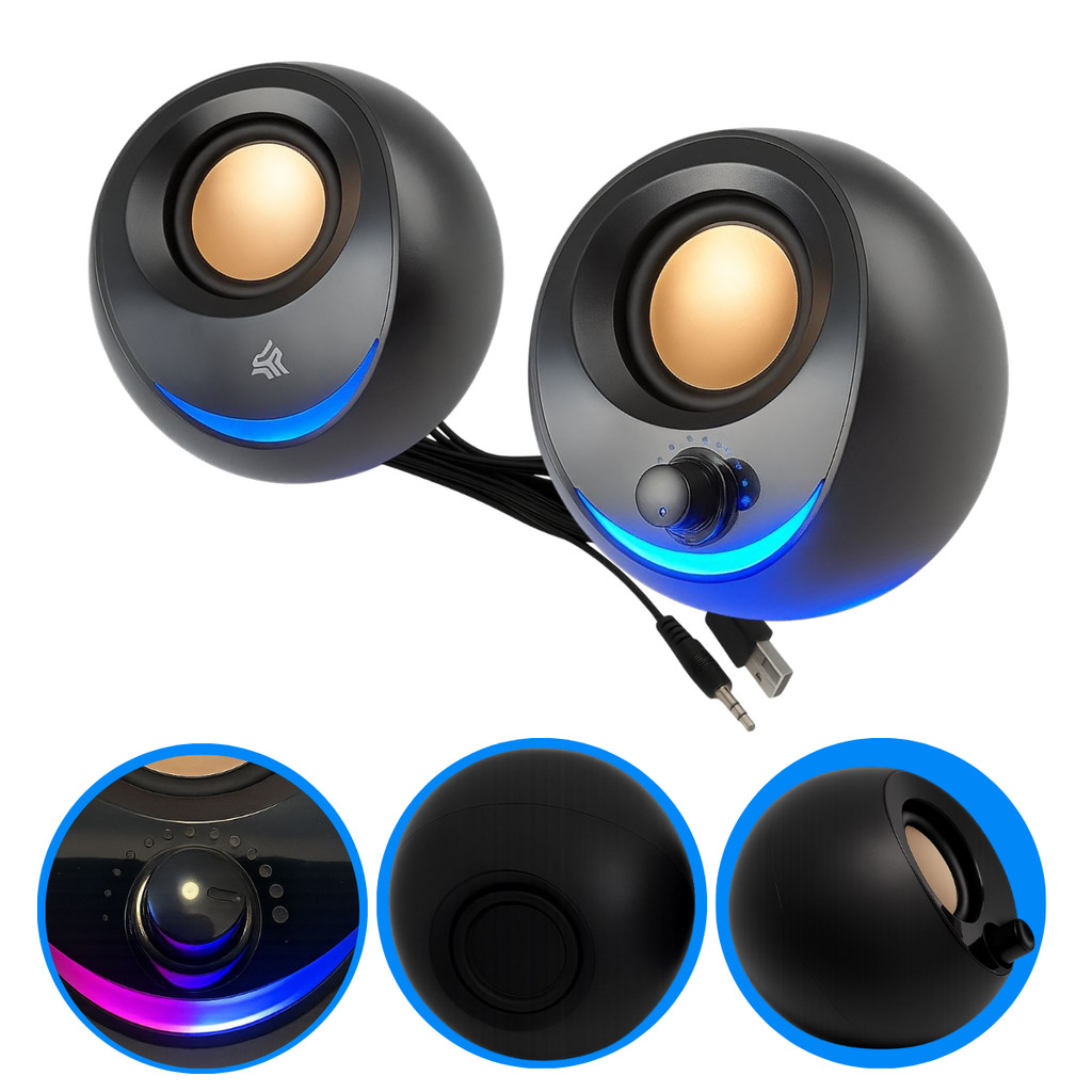 Caixa De Som Para Pc Notebook Gamer Led RGB Potente 10W Usb P2 ...