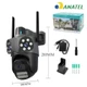 Câmera de Segurança WiFi Externa 3 Lentes 360° Zoom Visão Noturna Colorida IP66 Áudio Bidirecional Monitoramento Remoto