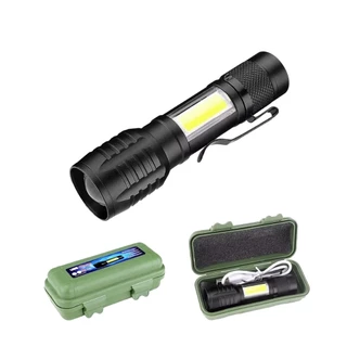 Kit Mini Lanterna Tática Com Led Zoom Ajustavel Recarregável Usb - BM535