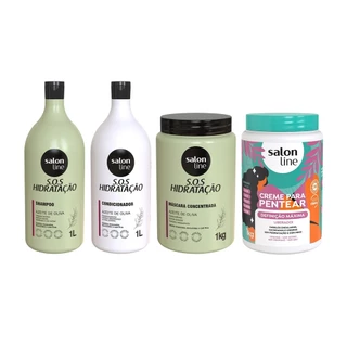 Kit SOS Hidratação Ultra Cachos + Creme para pentear Definição Máxima 1kg Salon Line em Oferta na Shopee