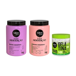 Kit com 2 Máscaras de Hidratação SOS Hidratação + Gelatina #todecacho Super Definição Salon Line em Oferta na Shopee