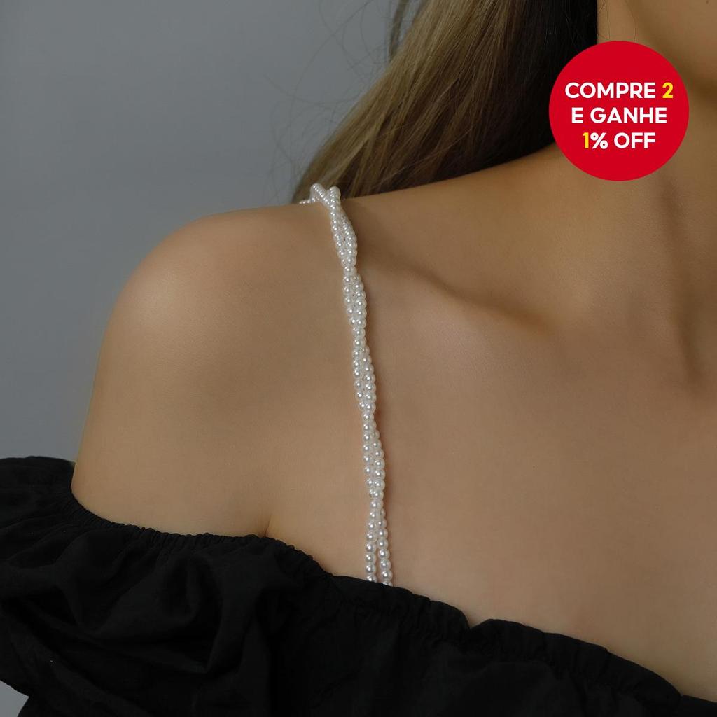 Acessório elegante de um ombro com pérolas de 4MM, alça fina para ...