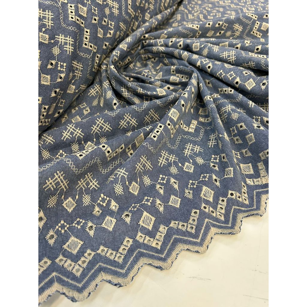 Tecido Layse Jeans Bordada BTJ 2 ESCURO | Shopee Brasil