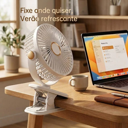 Supreo Mini Ventilador de Mesa Portátil 5 Velocidades Recarregável USB Com Luminária LED Silencioso Escritório Viagem