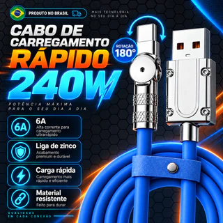 240W 360°Cabo de dados giratório de carregamento rápido, Material de Silicone macio e durável, suporte para Interface ti