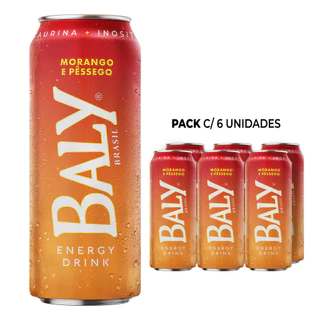 Energético Baly Morango e Pêssego 473ml x 6 UN
