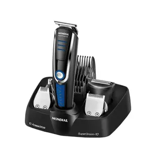 Aparador de Pelos Super Groom 10 BG-03 Mondial 6W Bivolt Preto e Azul