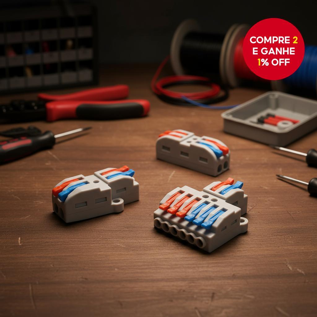 1 peça Bloco de Terminal de Alavanca Push-in Conector de Cabo Compacto ...
