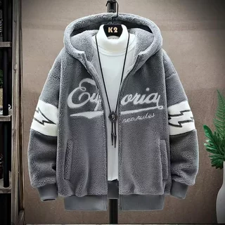 Jaqueta acolchoada de pelúcia de cordeiro masculina outono inverno novo estilo Granular velo inverno wear Street wear fo