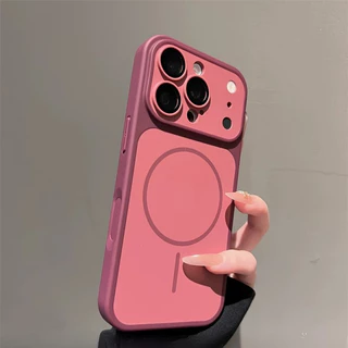 Luxo Fosco Grande Janela Magnética Caso De Telefone Para IPhone 11 12 13 14 Plus 15 16 17 Ar 18 Pro Max À Prova De Choqu