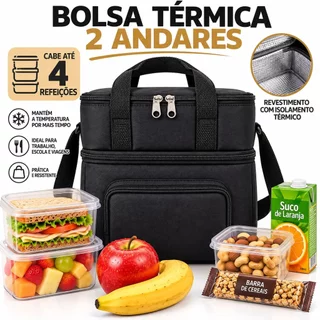 Bolsa Térmica Fitness Treino Academia Lancheira Preto ( 02 ANDAR)