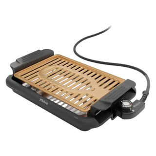 Churrasqueira Eletrica Philco Antiaderente Gold 1200W, 5 Niveis de Temperatura, Grelha de Aluminio