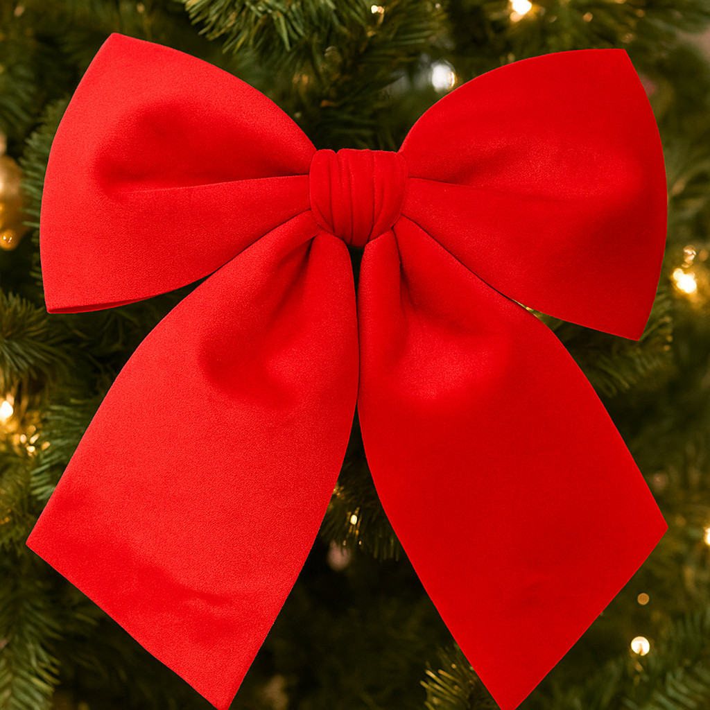 Laço Natalino Veludo Decoração de Árvore Natal Laços de Natal Presente Decorativo Felpudo Natlina Porta