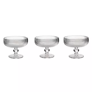 Jogo De Taça Canelada De Sobremesa  Clear  260 ml 3 Peças em Oferta na Shopee