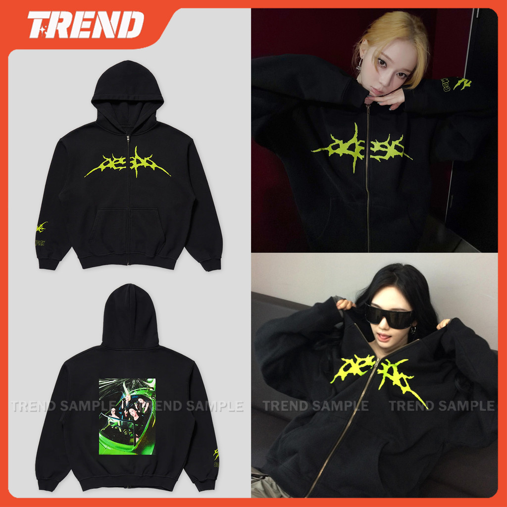 トップス BADBOYxPALEDUSK FAKE LAYERED SWEAT 2026 AESPA LEMONADE POP-up Merch Zip Hoodie Vintage Plus Size