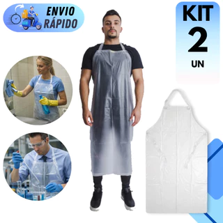 Kit 2 Avental Vinil Incolor Impermeável 1,20m X 70cm Cozinha Churrasco Limpeza Peixaria Manipulação