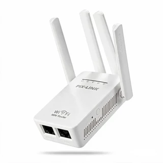 Repetidor de Sinal Wi-Fi Roteador Wireless 2.4G Sem Fio 4 Antenas Longo Alcance Potente Fácil Instalação LJQ-001