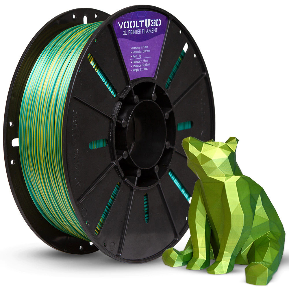 Filamento PLA Duo Color V-Silk Dourado e Verde - 1KG | Shopee Brasil