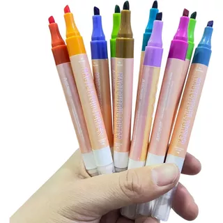 Marca Texto Ponta Dupla – Kit 10 Cores para Estudo e Organização