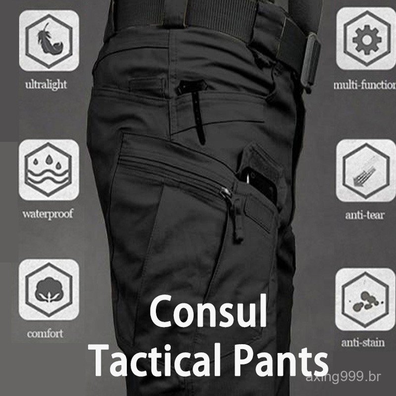 Calça Tática Militar Masculina Multi-Bolsos À Prova D'água Absorção De Suor Para Treino/Workwear