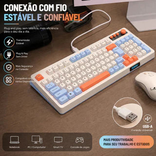 Kit Teclado E Mouse De Gamer Com Fio Para Três combinações de cores Iluminado 98 Teclas
