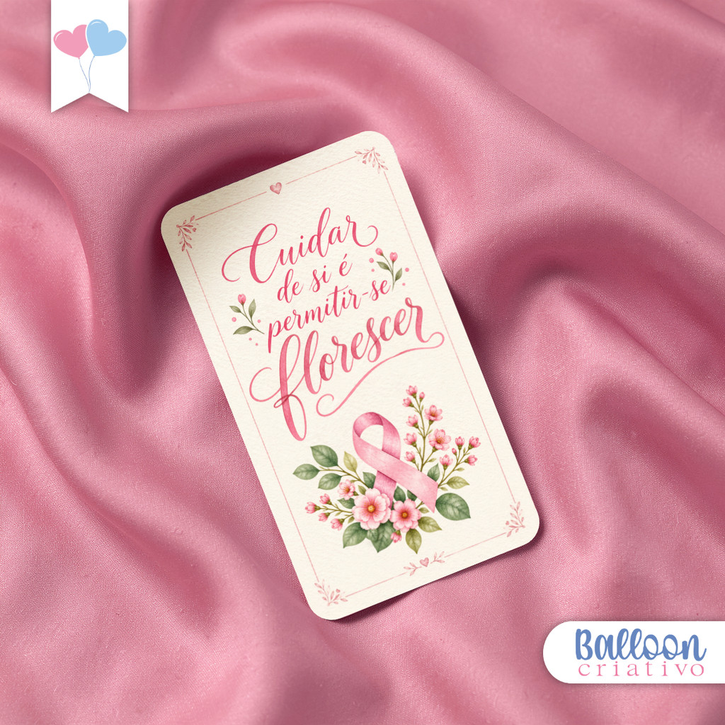 Cartão Card Outubro Rosa. Mensagem Motivacional inspiradora Outubro ...