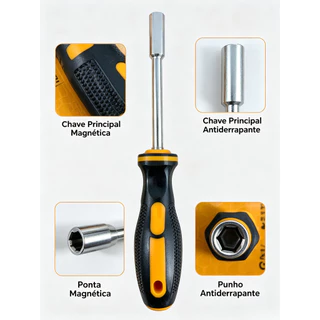 Kit Chave de Fenda 21 Peças | Chave Allen + Bits Torx Phillips Fenda | Aço Cromo Vanádio Magnética