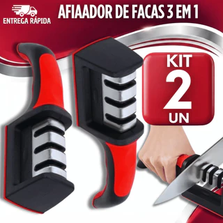 Combo Afiador De Facas 3 em 1 Afiar Facas Tesoura Base Emborrachado Resistentes Cozinha Restaurantes Praticidades