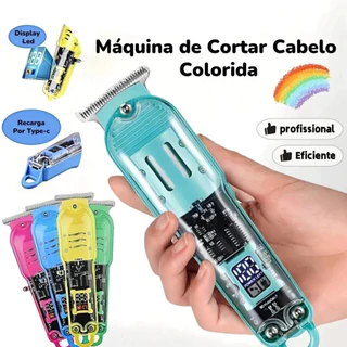 Máquina De Cortar Cabelo Profissional Smart Lcd Barbeador Elétrico Transparente Sem Fio Para Homens