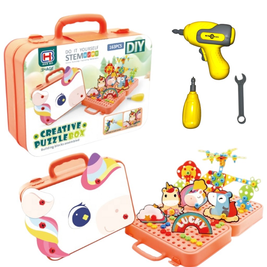 Maleta Infantil De Ferramentas Montar Blocos E Construir Brinquedo