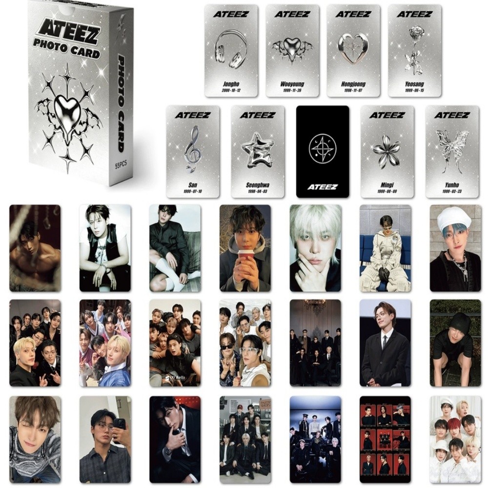 55 Peças ATEEZ Ice On My Teeth Lomo Cards Aniversário Real Verão