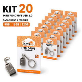 Atacado Kit 20 Mini Pendrive Eletro/Kapbom/H'maston/Altomex Original – Chaveiro Metálico USB 2.0 (8GB a 32GB)