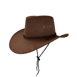 Chapéu Country Camurça Cowboy Adulto Aba Larga Com Cordão