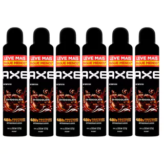 Kit Desodorante Antitranspirante Aerosol Axe Chocolate Dark Temptation 200ml - 6 Unidades