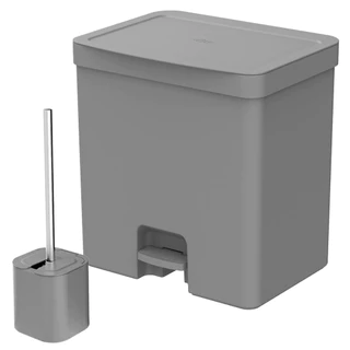 Lixeira para Banheiro com Pedal e Escova Sanitária Chumbo 20L - Ou em Oferta na Shopee