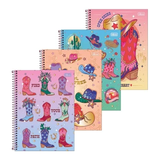 Caderno Espiral Universitário Tilibra Capa Dura West Girl - 10 Matéria 160 Folhas - Embalagem com 4 Unidades (SORTIDOS) em Oferta na Shopee