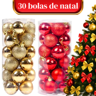 Bola de Natal Kit 60/45/30/15 Vermelho e Dourado Enfeites Natalinos Arvore Natal