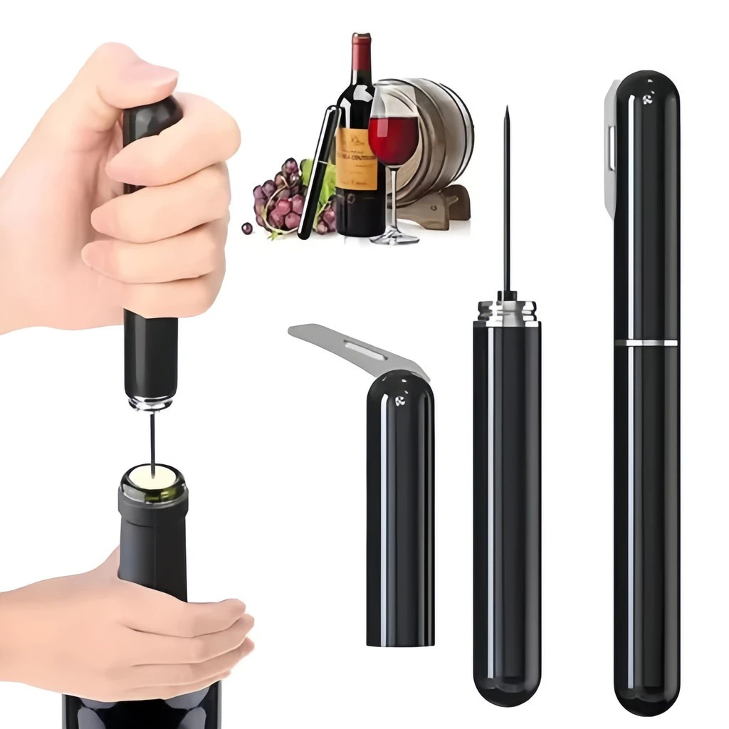 Abridor de Vinho Pneumático 2 em 1 com Agulha Inox e Cortador de Lacre miniatura 2